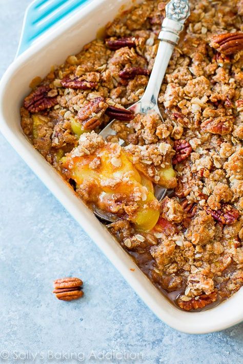 Peach and Pecan Crisp (followed recipe and omitted pecans) Pecan Crisp, Peach Crisp Recipe, Peach Dessert Recipes, Peach Crisp, Fruit Crisp, Peach Desserts, Pecan Recipes, Peach Recipe, Crisp Recipe