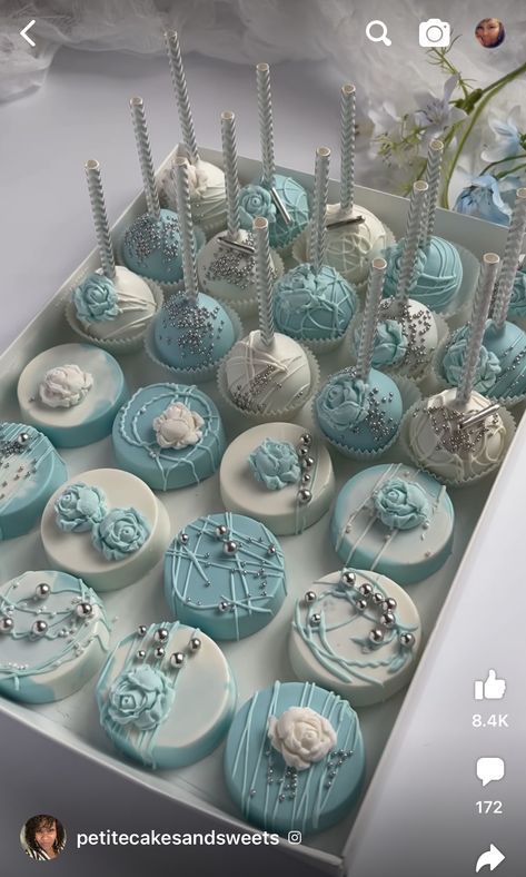 Winter Wonderland Favors Sweet 16, Light Blue Sweet 16 Theme, 15 Cakes Quinceanera Blue, Quince Cakes Light Blue And Silver, Sweet 16 Blue Theme Winter Wonderland, Cinderella Candy Table Ideas, Light Blue And White Sweet 16, Cinderella Dessert Table Ideas, Quince Dessert Table Ideas Blue