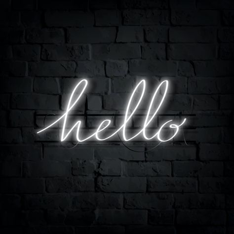 Cursive hello neon sign on a black brick wall vector | premium image by rawpixel.com / nunny Cute Black Widgets, Black Widget Pictures, Black Widget Aesthetic, Black Widget, Hello Wallpaper, Black Brick Wall, Hello Design, Neon Black, Dark Background Wallpaper