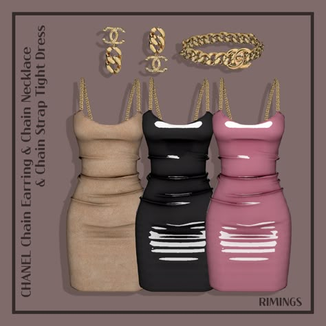 [RIMINGS] CHANEL Chain Earring & Necklace & Chain Strap Tight Dress | RIMINGS sur Patreon Sims 4 Male Clothes, Sims 4 Tsr, Die Sims 4, Sims 4 Traits, Sims 4 Cas Mods, Free Sims 4, The Sims 4 Packs, Sims 4 Game Mods, Sims 4 Body Mods