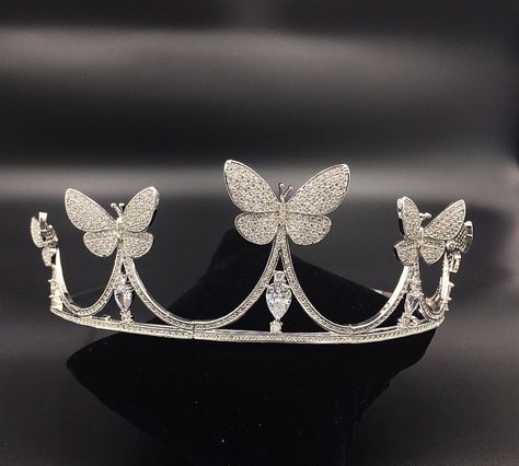 Butterfly Diamond Tiara. Tiara Butterfly, Butterfly Tiara, Butterfly Crown, Queens Tiaras, Diamond Tiara, Pink Butterfly, Tiara, Bridal Dresses, Wedding Ideas