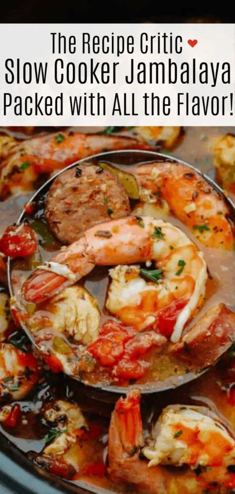 Jambalaya Recipe Crockpot, Slow Cooker Jambalaya, Cajun Dishes, Jambalaya Recipe, Chicken And Shrimp, Crockpot Dishes, Andouille Sausage, Andouille, Crock Pot Slow Cooker