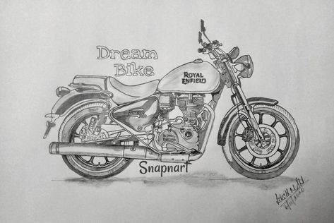 Royal Enfield Meteor 350 -  #Enfield #Meteor #Royal Royal Enfield Bike Drawing, Royal Enfield Pencil Sketch, Royal Enfield Sketch Art, Royal Enfield Drawing Pencil, Bullet Drawing Royal Enfield Easy, Royal Enfield Drawing Sketches, Royal Enfield Painting, Royal Enfield Sketch, Royal Enfield Drawing