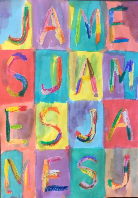 Third Grade Art Project, Name Art Projects, Third Grade Art, Primary School Art, Acrylic Art Projects, Jasper Johns, Year 6, Art Curriculum, Elementary Art Projects