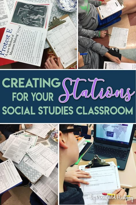 I’m a huge fan of utilizing stations to teach skills and reinforce content. I’ve created a list of five common questions relating to stations activities, and hopefully, I’ve provided some answers. #stationsactivities #studentcenteredlearning #stations #socialstudiesstations #socialstudies Social Studies Stations Middle School, Social Studies Strategies, Secondary Social Studies, Social Studies Stations, Social Studies Centers, 7th Grade Social Studies, Elementary Social Studies, Student Centered Learning, Social Studies Notebook