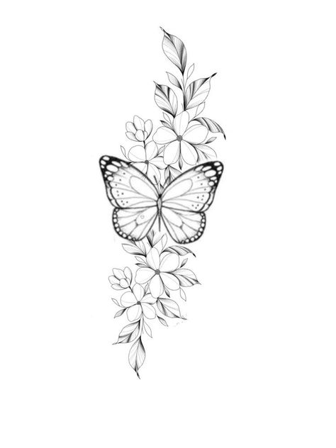 Butterfly With Flowers, Butterfly With Flowers Tattoo, Unique Butterfly Tattoos, Butterfly Tattoo On Shoulder, Wrap Tattoo, Tattoo Butterfly, Tattoos For Women Flowers, Back Of Shoulder Tattoo, Floral Tattoo Sleeve