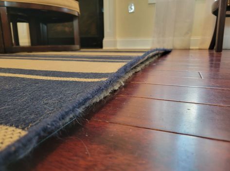 How To Stop Area Rugs From Curling Up On The Edges And Corners Rug Hacks, Geometry Project, Geometry Projects, Carpet Repair, Rugs Slipping, Rug Tape, Carpet Tape, Large Area Rugs, Rug Cleaning