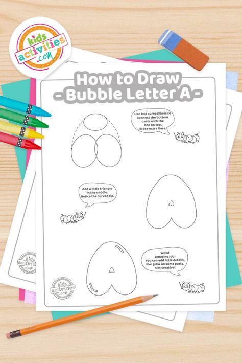 Bubble Letters Step By Step, Happy Birthday Bubble Letters, A Bubble Letter, Bubble Graffiti, Bullet Journal Work, Bubble Drawing, Letter Games, The Letter A, Bubble Letter