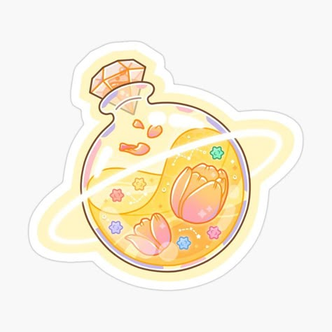 Magic Potion Illustration, Potion Illustration, Potion Stickers, Magical Stickers, Magic Stickers, Banner Ads Design, Kawaii Chibi, Sticker Ideas, Crystal Art