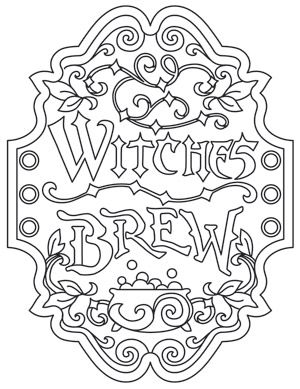 Witches Brew Apothecary Label | Urban Threads: Unique and Awesome Embroidery Designs Wood Burning Stencils, Witch Coloring Pages, Pyrography Patterns, Witchy Crafts, Urban Threads, Wood Burning Patterns, Paper Embroidery, Halloween Coloring Pages, Witches Brew