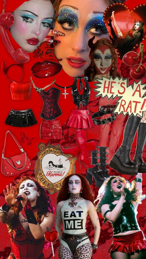 my kink is karma outfit moodboard!! #chappellroan #mykinkiskarma #mykiskarma #mykinkiskarmaoutfit Karma Outfit, Concert Hairstyles, Matching Halloween Costumes, Matching Halloween, Chappell Roan, Halloween Inspo, Concert Fits, Fashion Inspiration Design, Halloween Looks