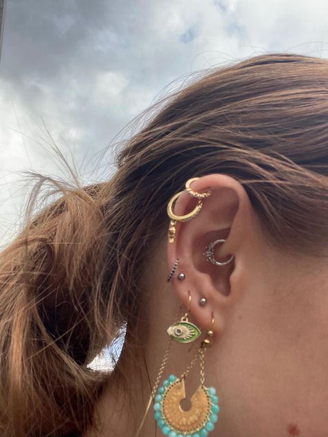 Double Helix Ring, Double Helix And 3 Lobe, Double Love And Helix Piercing, Helix Piercing Hoop Double, Double Midi Helix Piercing, Helix Connected Earring, Helix Ring, Double Helix, Helix