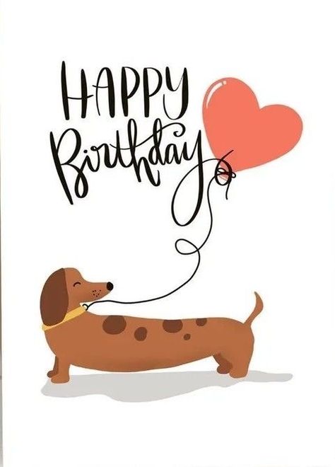 Happy Birthday Daschund Wiener Dogs, Happy Birthday Dachshund, Arte Dachshund, Happy Birthday Wishes Sister, Birthday Backgrounds, Dachshund Birthday, Happy Birthday Art, Birthday Illustration, Dapple Dachshund