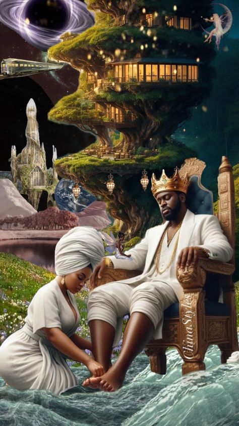 Black Kings And Queens Art, King And Queen Images, Queen Images, Black King And Queen, Black Couple Art, Queen Art, Afrocentric Art, Black Artwork, Black Love Art