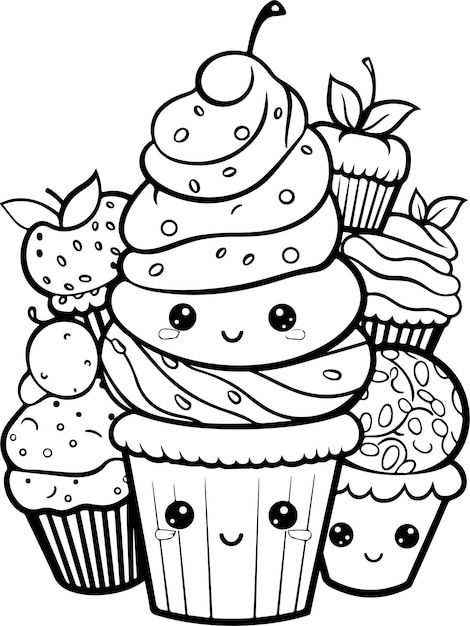 Cupcake Doodle Art, Cupcake Colouring, Muffin Drawing Cute, Cupcake Doodle, Cupcake Drawing, Easy Doodles Drawings, Cartoon Coloring Pages, Simple Doodles, Activity Sheets