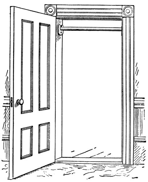 Drawing On Doors Ideas, Baby Clip Art, Little Doodles, Open Door, Clipart Black And White, Art Drawings Sketches, Cartoon Art Styles, Comic Strip, Art Sketchbook