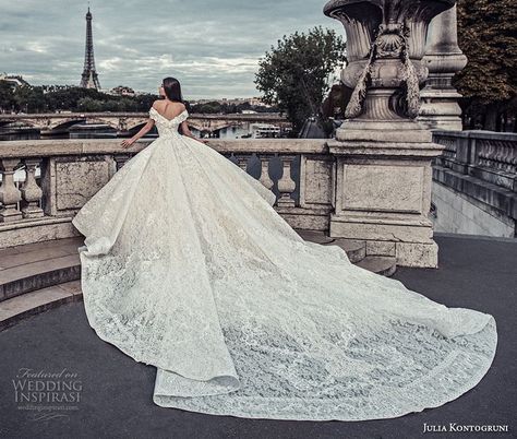 julia kontogruni 2018 bridal off the shoulder v neck full embellishment princess ball gown wedding dress cathedral train (6) bv -- Julia Kontogruni Wedding Dresses 2018 Julia Kontogruni, Wedding Dress Cathedral, Wedding Dress Cathedral Train, Western Wedding Dresses, Cathedral Train, Wedding Dresses 2018, V Neck Wedding Dress, Dream Dresses, Paris Wedding