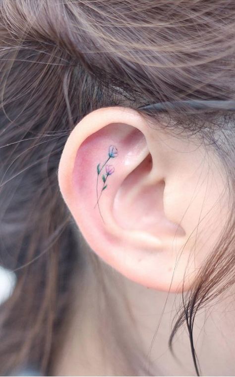 Helix ear tattoo ideas Ear Tats, Tattoo Ear, Inner Ear Tattoo, Grace Tattoos, Foot Tattoos For Women, Tattoos For Women Flowers, Helix Ear, Small Flower Tattoos, Foot Tattoo