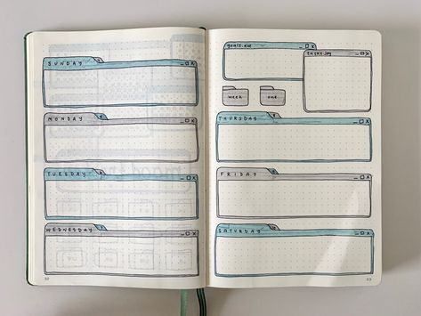 Bullet Journal Weekly Layout Two Pages, Computer Bujo Theme, Journal Computer Theme, Weekly Bullet Journal Layout, 2024 Bujo, Bujo Themes, Computer Theme, Bullet Journal Work, Bujo Spreads