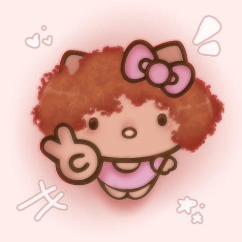 Pdf Profile Picture, Hello Kitty Peace Sign Pfp, Hello Kitty Curly Hair, Hello Kitty Peace Sign, Y2k Pictures, Curly Hair Cartoon, Hello Kitty Images, Create Your Own World, Melody Hello Kitty