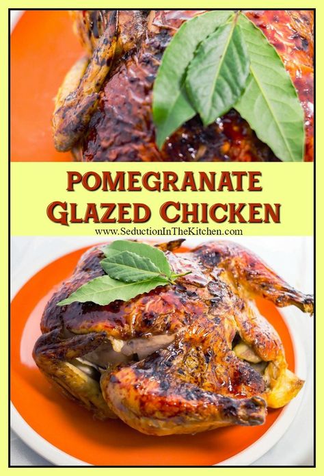 #Pomegranate Glazed #Chicken is a #citrusinfused chicken that is roasted then topped off with a pomegranate #glaze. The flavor is amazing. via @SeductionRecipe Pomegranate Glaze, Glazed Chicken, Low Carb Chicken, Family Favorite Meals, Kitchen Food, Roast Chicken, Special Recipes, Yum Yum Chicken, Chicken Dinner Recipes