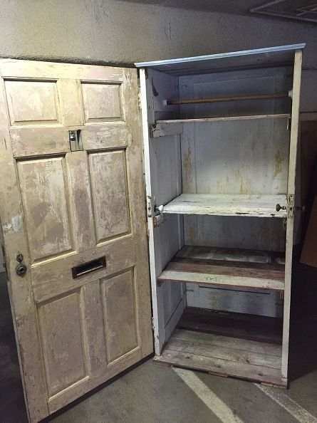 repurposing early to mid century doors into storage, doors, repurposing upcycling, storage ideas, woodworking projects Cabinet Made From Old Doors, Mid Century Doors, Repurposed Doors, Mid Century Door, Storage Doors, Wall Ledge, Recycled Door, Organizing Stuff, Salvaged Doors