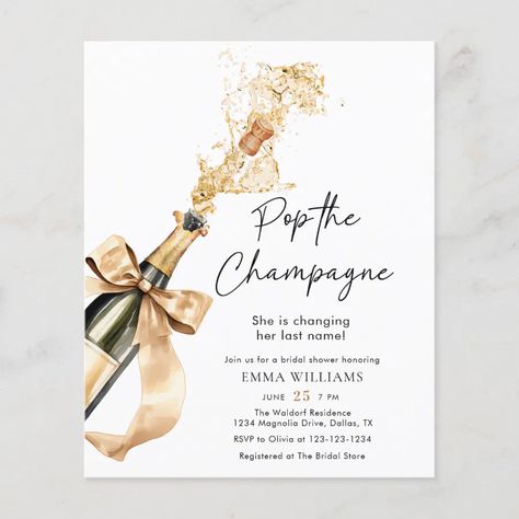 Budget Gold Pop The Champagne Bridal Shower Bridal Shower Themes Champagne, Champagne And Sparkles Party Ideas, Champagne Theme Bridal Shower Ideas, Champagne Wedding Shower Ideas, Champagne Party Invitations, Pop The Champagne Shes Changing Her Name, Champagne Themed Bridal Shower Ideas, Bridal Shower Champagne Theme, Bridal Shower Ideas Themed Elegant