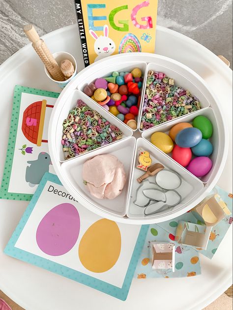 Easter Sensory Play, Playdough Center, Easter Pasta, Easter Sensory, Ikea Flisat Table, Flisat Table, Easter Play, Spring Arts And Crafts, Ikea Flisat