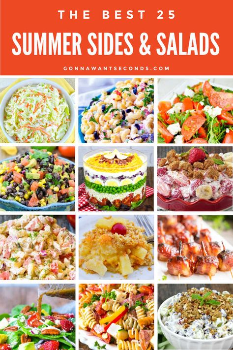 *NEW* Summer party season is here and I've got all the Summer Sides and Salads you need to wow at barbecues, pool parties, picnics, and more! #summerrecipes #sidedishes #salads #summer Pool Party Side Dishes, Dinner Party Sides, Salads Summer, Easy Summer Dishes, Summer Potluck Recipes, Party Side Dishes, Classic Macaroni Salad, Summer Dinner Party, Party Sides