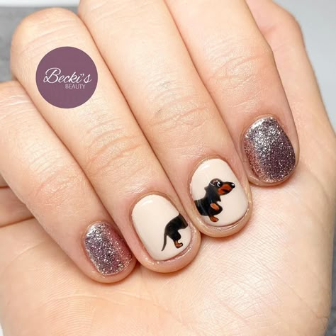 Dachshund Nails, Dog Nail Art, Animal Nail Designs, Fancy Nail Art, Animal Nail Art, Nail Designs Pictures, November Nails, Animal Nails, Dog Nails