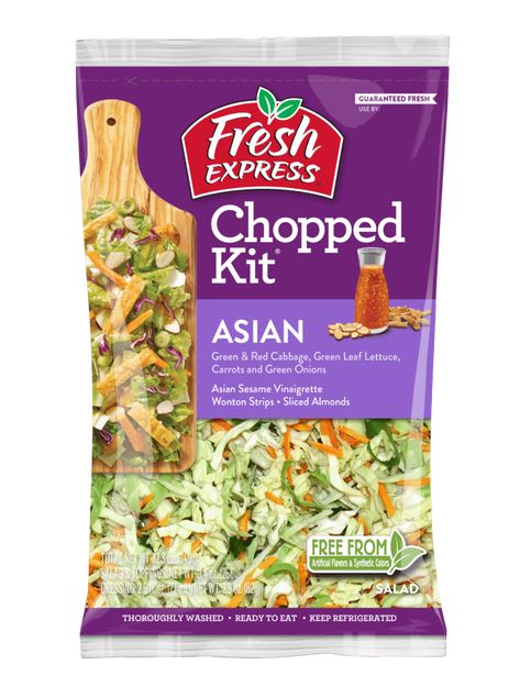 Asian Chopped Salad - Fresh Express Salad Kit Recipes, Sesame Seed Dressing, Salad Bag, Asian Chopped Salad, Salad Mixes, Salad Kit, Crispy Wonton, Salad Kits, Sweet Carrot