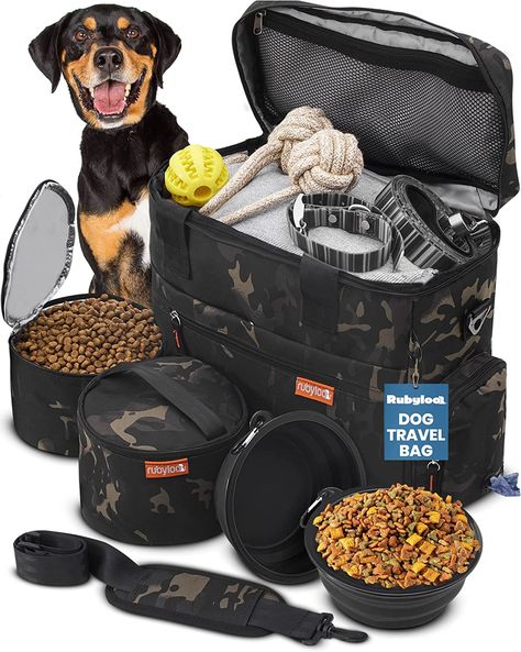 The Original Doggy Bag. Treat your dog like family with our patented design that makes hitting the road with your best friend more fun! Featuring 2 large travel dog bowls with carabiners and 2 insulated dog food travel containers with leak-proof lining. Join thousands who call our Doggy Bag a “must have” for every dog owner. (ad) Puppy Travel Bag, Dog Camping Gear, Dog Travel Accessories, Collapsible Dog Bowl, Travel Containers, Travel Dog Bowl, Dog Travel Bag, Travel Dog, Travel Container