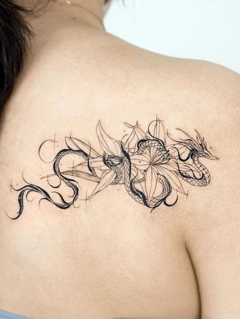 #tattoo   #tattoo lover    #tattoo designs   #tattoo ideas   #tattoo art   #mysterious tattoo    #aggressive tattoo    #animal tattoo   #animal tattoo art   #animal tattoo designs   #animal tattoo in summer Henne Tattoo, Petit Tattoo, Korean Tattoos, Dragon Tattoo For Women, Tattoos Art, Stylist Tattoos, Dragon Tattoo Designs, Minimalist Tattoos, Elegant Tattoos