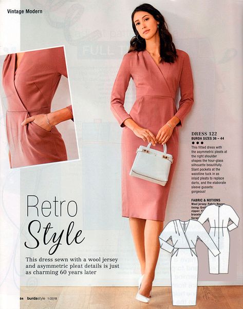 Burda magazine January 2018 – FehrTrade Burda Dress Patterns, Burda Patterns Free, Burda Magazine, Burda Style Magazine, Quilt Embroidery, Burda Sewing Patterns, Pattern Outfits, Burda Patterns, Dress Design Drawing