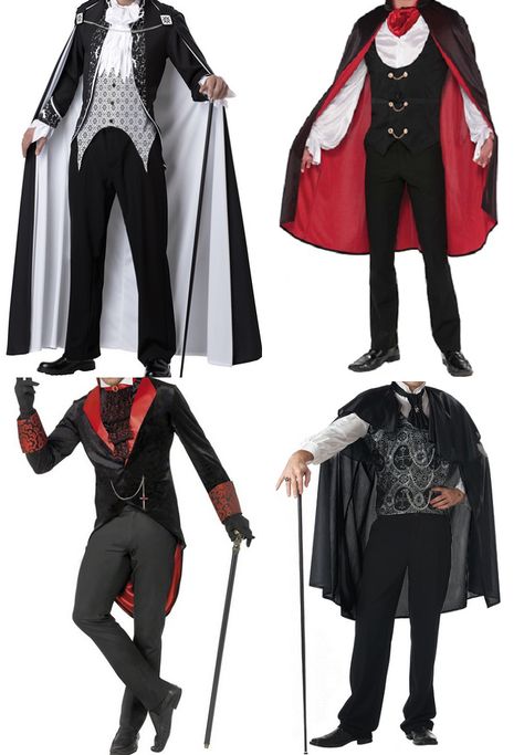 A vampire costume without the cape and plastic accessories makes a nice outfit. Dracula Outfit Men, Vampire Costume Ideas For Men, Vampire Costume Drawing, Diy Vampire Costume Men, Dracula Costume Mens, Men’s Vampire Costume, Man Vampire Costume, Vampire Cosplay Men, Vampire Outfits Men