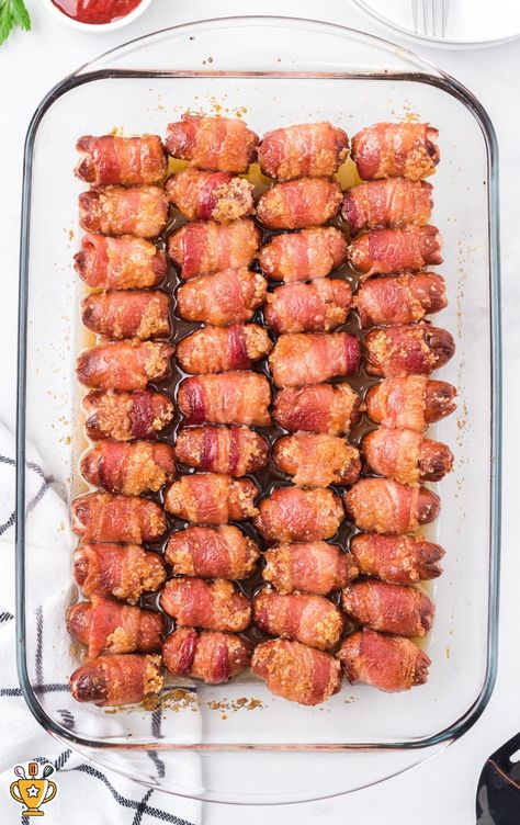 Make bacon-wrapped smokies in minutes! Sweet, savory, and irresistible, they’re the perfect appetizer for parties, holidays, or game days. Bacon Cocktail Weenies, Sausages Wrapped In Bacon, Bacon Wrapped Wieners Lil Smokies, Sweet And Spicy Bacon Wrapped Little Smokies, Bacon Wrapped Little Smokies Crockpot Easy Recipes, Little Smokies Wrapped In Bacon Oven, Mini Hot Dogs Wrapped In Bacon, Air Fry Bacon Wrapped Hot Dogs, Mini Bacon Wrapped Sausages