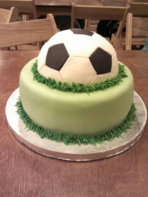 Soccer ball cake Square Cake Designs, Soccer Ball Cake, Ball Cake, Square Cake, Custom Cakes, Themed Cakes, Soccer Ball, Cake Designs, Fondant