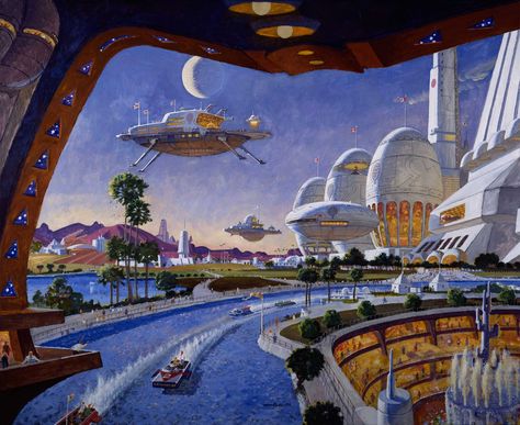 The Art of Robert McCall Retro Futurism Aesthetic, Robert Mccall, Retro Futurism Art, Future Aesthetic, Futurism Art, 70s Sci Fi Art, Arte Grunge, Arte Peculiar, Arte Alien