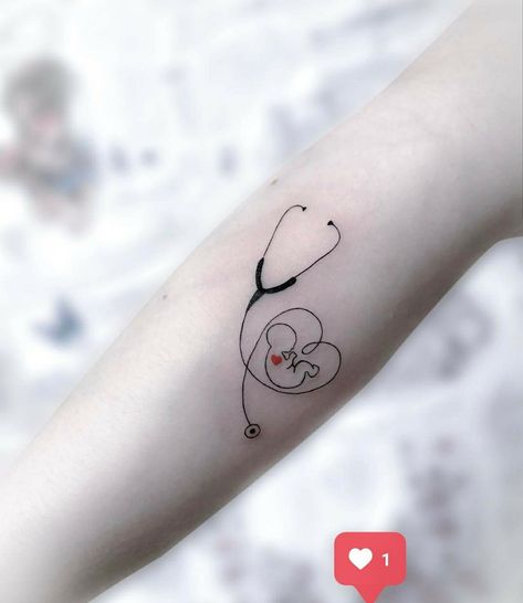 Midwife Tattoo, Healthcare Tattoo, Doctor Tattoo, Like Tattoos, Baby Tattoo Designs, Baby Tattoo, Mother Nature Tattoos, Nurse Tattoo, Medical Tattoo