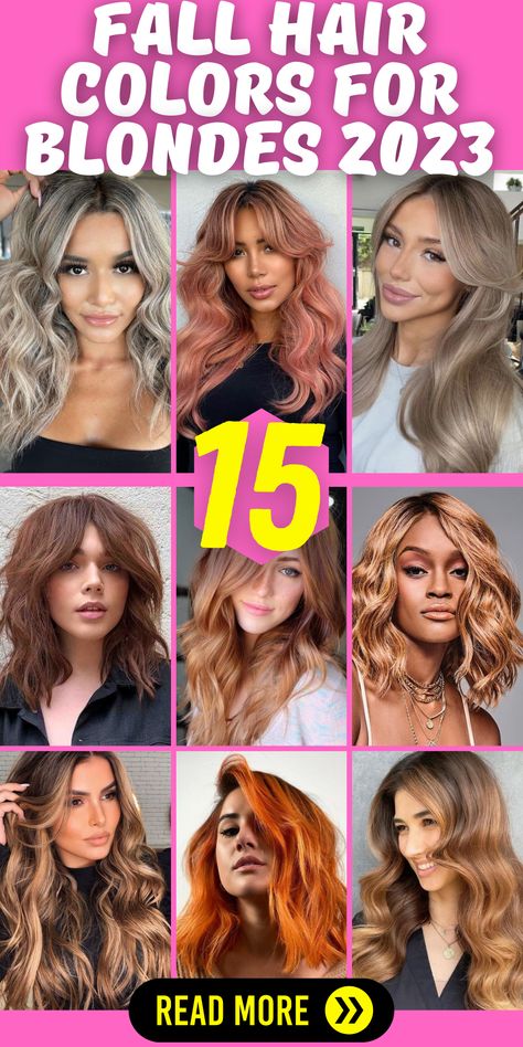 Fall Hair Colors for Blondes 2023: Elevate your blonde locks this fall with the hottest hair color trends for blondes in 2023. From rich caramel red tones to playful low lights caramel highlights, these stunning shades will add warmth and dimension to your hair. Whether you rock short, medium, or long hair, there's a perfect fall blonde hair color for you. Embrace the beauty of the season and showcase your style with the latest autumn hair color ideas designed specifically for blondes. Fall Hair Colour 2023, Long Hair Colors 2023, Hair Trends For Fall 2023, Fall Light Hair Color Ideas, Fall Hair Color Trends For Blondes 2023, Blond For Fall, Call Hair Color Ideas 2023, Fall2023 Hair Color Trends, Autumn Hair Colors 2023