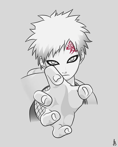 Gaara Coloring Pages, Naruto Gaara Drawing, Gaara Lineart, Gaara Design, Naruto Gaara Tattoo, Gaara Tattoo Design, Naruto Manga Pages, Gaara Sketch, Gaara Drawing