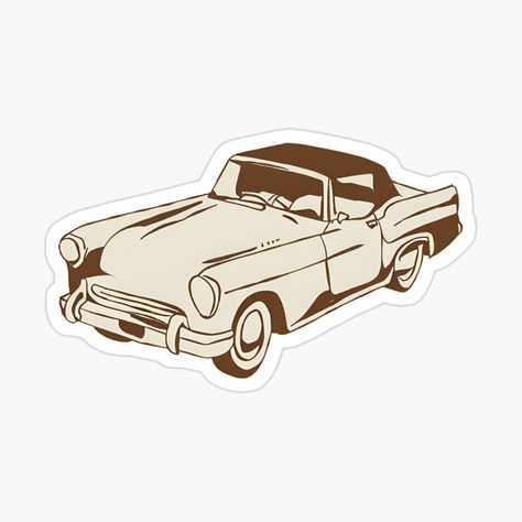 Get my art printed on awesome products. Support me at Redbubble #RBandME: https://www.redbubble.com/i/sticker/Classic-old-car-by-Epic-Art/160917700.EJUG5?asc=u Vintage Car Stickers, Vintage Car Drawing, Classic Car Illustration, Vintage Car Illustration, Vintage Convertible, Car Icons, Convertible Car, Car Designs, Car Classic