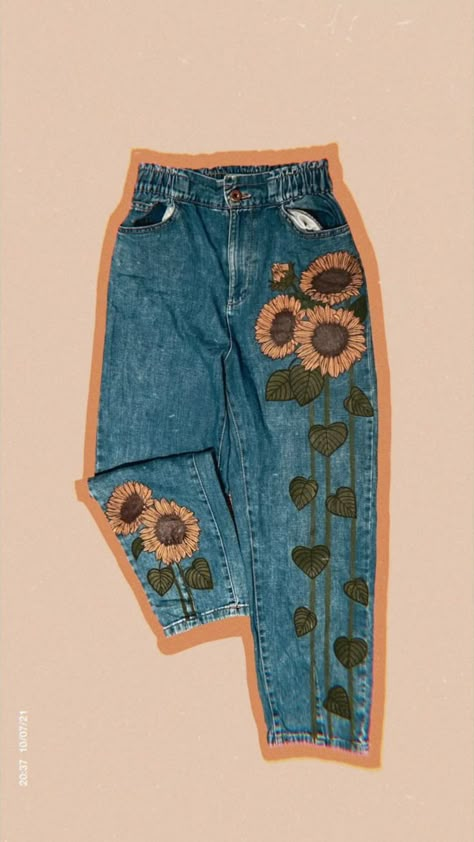 IG:@palettebydiana sunflower jeans 🌻 | Painted clothes diy, Denim diy, Diy denim jacket Sunflower Jeans, Denim Jacket Diy Paint, Custom Jeans Diy, Diy Pants, Diy Denim Jacket, Painted Clothes Diy, Diy Denim, Fabric Painting On Clothes, Hand Painted Denim Jacket