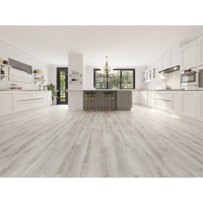 With a unique pattern and premium material, these exquisite floors add luxury and elegance and will refine any room in your home and commercial. Color: Gray | Golden Tree Preserve B 9" x 60" x 7 mm Luxury Vinyl Plank in Gray | 0.2756 H x 9 W x 60 D in | Wayfair SKU1552-3B Light Color Floors Living Room, Furniture For White Floors, Basement Vynil Flooring, Grey Floor Decor, Kitchen Floor Wood, Home Tiles Ideas Floors, Light Lvp Flooring, House Flooring Ideas, Best Lvp Flooring Colors