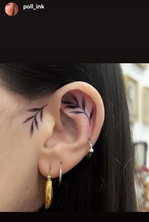 Behind The Ear Leaf Tattoo, Healed Ear Tattoo, Behind The Ear Dragon Tattoo, Side Neck Tattoo Women, Ear Tattoos Women Inner, Vine Ear Tattoo, Behind Ear Flower Tattoo, Around Ear Tattoo, Ear Plant Tattoo