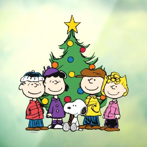 Peanuts | The Gang Around the Christmas Tree Peanuts Christmas Coloring Pages, Christmas Moodboard, Peanuts Gang Christmas, Brown Christmas Tree, Christmas Tree Window, Christmas Tree Poster, Morning Christmas, Christmas Door Decorating Contest, Charlie Brown Christmas Tree