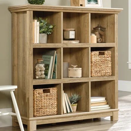 Highland Dunes Millikan Cube Bookcase | Wayfair Furnitur Ruang Keluarga, Display Bookcase, Bookcase Organization, Cube Bookcase, Garden Villa, Cube Organizer, Wooden Bookcase, Home Needs, Bookcase Storage