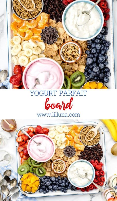 Parfait Charcuterie Board, Parfait Board, Parfait Yogurt, Dessert Charcuterie, Parfait Cups, Parfait Desserts, Parfait Breakfast, Meal Prep Snacks, Yogurt Breakfast