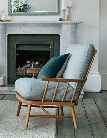 Ikea Blue Armchair, Arm Chairs In Kitchen, Kitchen Armchair Ideas, Armchair In Kitchen, Armchair Fireplace, Fireplace Armchair, Armchair Kitchen, Kitchen Armchair, Armchair Cozy