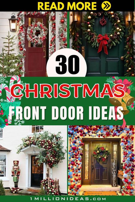 30 Festive Christmas Door Ideas That Will Make Your Home Stand Out Christmas Door Ideas, Sled Decor, Whimsical Diy, Rustic Front Door, Classic Wreath, Front Door Christmas, Front Door Christmas Decorations, Traditional Wreath, Reindeer Decorations